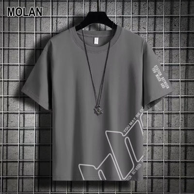 MOLAN Summer new short-sleeved men's English print casual fashion and versatile T-shirt