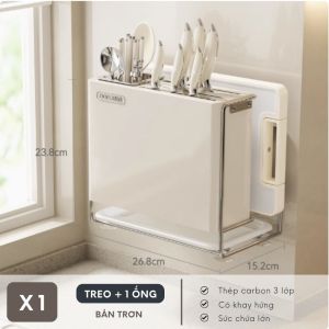 Giá đỡ dao đũa FEEKA thép carbon chống gỉ kèm giá để vung ống đựng dao đũa cao cấp có lỗ thoát nước