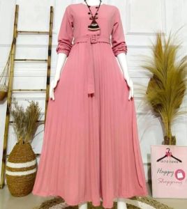 BUSANA MUSLIM WANITA PLISKET TERBARU POLOS SABUK DAN KANCING HIDUP  /  COD  /  MURAH MERIAH PROMO