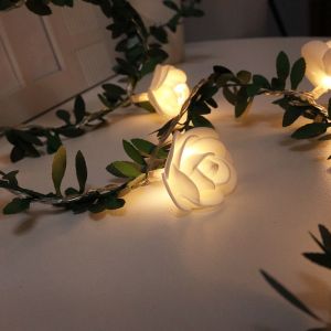 1.5/3/6M LED Rose String Lights Flower Rattan Bouquet Decor Girl Confession Romantic Battery Power Christmas Light