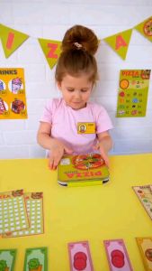 Busy Book Paper Doll Pizza Shop Pretend Play kids Learning Math Activity play book