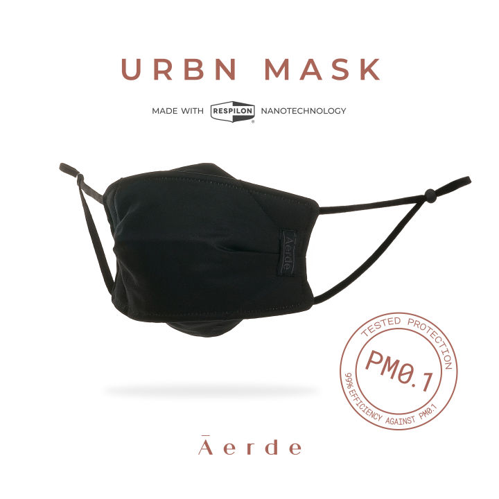 URBN Mask by Āerde (แอร์เด้) — Black / สีดำ • หน้ากากนาโนไฟเบอร์ • กรอง ...