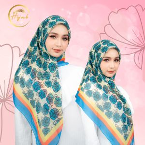 ผ้าคลุมบาวา ลายกุหลาบ ลายน่ารัก หน้าจัดทรงง่าย งานนำเข้าจากอินโด HK38