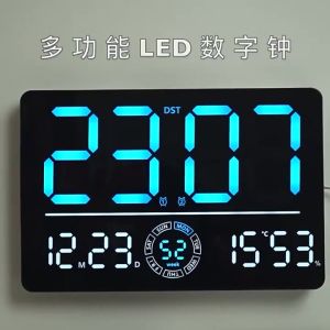 Large Digital Wall Clock Temp Date Week Humidity Display Alarm Clock Positive/Countdown 10 Brightness Adjustment Home LED ClocksFast shipping