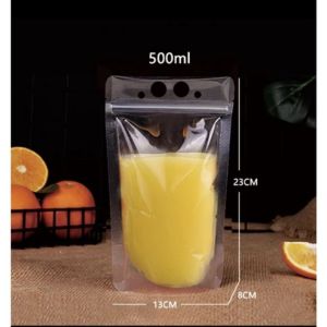 100Pcs Liquid Pouch Resealable Stand Up Drink Pouch for Juice Milktea 250ml/500ml/750ml/1000ml