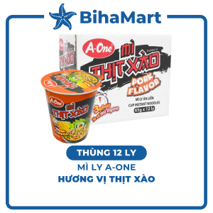 [THÙNG 12 LY] - A ONE - Mì ly A-One Thịt xào Mì ly A One Thịt xào Mì ly Aone Thịt xào Mì Aone ly Mì A-One ly (65g/ly)