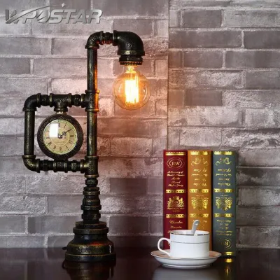 Retro Vintage Industrial Water Tube Table Light Creative Restaurant Study Bedroom Table Decoration