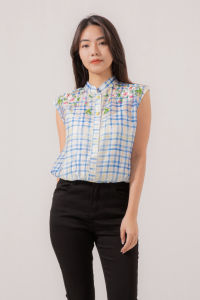 RIMINI - Atasan Wanita Blouse Summer Putungan Bordir Bunga S-XXL - Ashlynne Top 85599