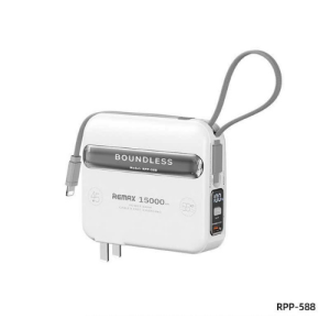 Cốc sạc nhanh kiêm pin dự phòng Remax RPP-588 All In One 15000mAh sạc nhanh PD max 45W tích hợp cáp sạc Type C Lightning và giá đỡ điện thoại