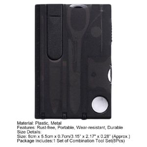 8Pcs/set Multifunctional Survival Credit Card Emergency Tool Kit for Outdoor Camping Credit Card