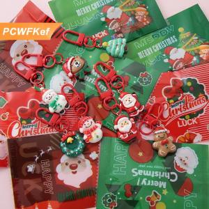 【PCWFKef】 5pcs Giáng sinh bất ngờ mù Túi Keychain phim hoạt hình Santa Claus Snowman cây Mặt dây chuyền Keyring Túi treo trang trí lễ hội Quà Tặng