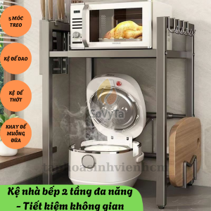 -Kệ Nhà Bếp 2 Tầng Điều Chỉnh Kích Thước -Kệ Đa Năng Nhà Bếp 2 Tầng Chống Gỉ -Kệ Lò Vi Sóng Thông Minh Kèm Móc Treo & Kệ Dao -Kệ Bếp Tiện Ích Đa Chức Năng Kiểu Dáng Hiện Đại