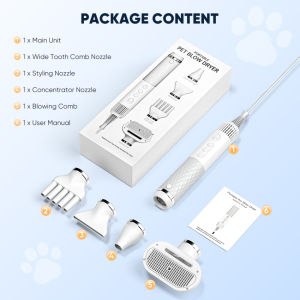 Dog Hair Dryer Portable Handheld Pet Dryer Grooming Dog Dryer Less NoiseDog Blow Dryer With NTC Smart Temperature Control High Velocity And 3 Different NozzlesFor Household Travel Camping