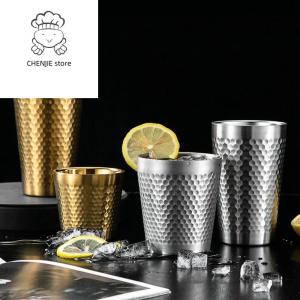 CHENJIE Large Capacity For Travel Outdoor Everyday Stainless Steel Kitchen Drinkware Bar Mug Diamond Hammer Mug Beer Cup Water Cup Coffee Cup Pint Cups
