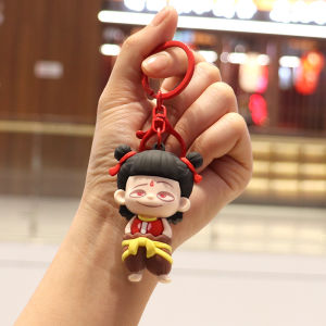 New Nezhas Devils Child Haohai silicone keychain cute Aobing three-dimensional doll schoolbag pendant student gift