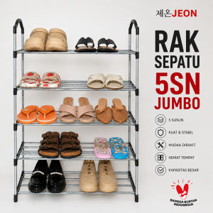 RAK SEPATU BESI 5 Tingkat Tempat Sepatu Sandal 5 Susun Rangka Besi & Plastik Rak Susun Kokoh Multifungsi Serbaguna Murah