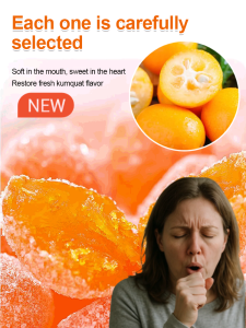 化痰止咳冰糖甘草金桔干 Cough Relief Candy Crystal Sugar Licorice & Kumquat Natural Soothes Throat Phlegm Reducer Throat Soothing Snack Chinese Herbal Remedy Crystal Sugar Sweetener Phlegm Reducer Natural Vegan