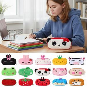FLYING Plush Pencil Case Large Opening Design Zipper Design Pen Bag Portable Stationery Bag Students Gift