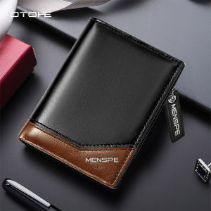 OTOHE กระเป๋าเงินผู้ชายที่ใส่บัตร RFID กันขโมยป้องกันการ์ดความปลอดภัยกระเป๋าสตางค์ใส่เหรียญที่ใส่บัตรกระเป๋าเงินหนัง PU มีซิปสำหรับผู้ชายและผู้หญิง