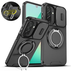 Slide Lens Protection Shockproof Armor Phone Case For Samsung Galaxy A17 A27 A37 A57 5G A07 4G 5G Magnetic Ring Holder Cover