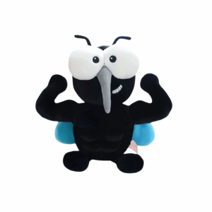 ZHONGMEET Soft Plush Mosquito Plush Toy Muscular Style Black Blue Color Muscle Mosquito Plush Cute Funny Design Insect Plush Toy Home Decor