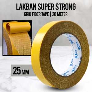 LAKBAN DOUBLE TAPE SERAT FIBER ISOLASI SELOTIP SERAT FIBER SUPER KUAT SERBAGUNA 20M