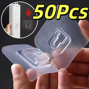 50Pcs Double-sided Hook Wall-Mount Buckle Waterproof Sticky Wall Mounted Hooks Plug Socket Holder