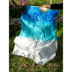 【Local delivery】 Silk Fan Veils For Belly Dance Bamboo-Ribs Folding Long Silk Fan 1.8m Chinese Hand Made Fan Gradient color LZC-Belly-Fan