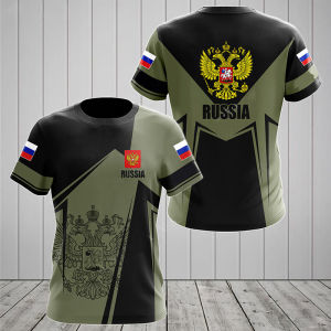Russia T Shirt Men Casual Loose Round Neck Russian Flag Short Sleeved Mens T-Shirts Oversized T-Shirt Streetwear