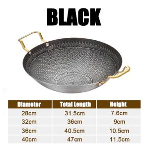 GoldFish/双耳快炒老铁锅/无涂层免开锅/老铁锅/蜂巢铁锅/Double Handle Honey Comb Wok / Frying Wok / Kuali Honey Comb/Wok Tradination Kuali Besi Carbon Steel Wok