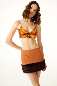 The SRT X8 Sequin Crop Top Bra  (TBL136) - 2 Colors เสื้อครอปสายเดี่ยวทรงบราผ้าเลื่อมสี่เหลี่ยม มีฟองน้ำในตัว มีซิปหลังและเป็นยางยืดสม็อค