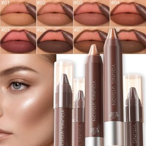 MADEWITH Waterproof Matte Lip Liner Pencil Chocolate Tone Non-stick Cup Lip Contouring Pencil Soft Velvet Lipstick Pen Women
