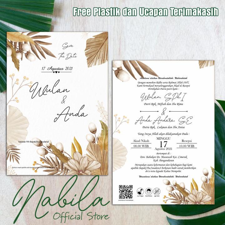 100 PCS UNDANGAN NIKAH SATU MUKA BOLAK BALIK / SINGLE COVER MURAH