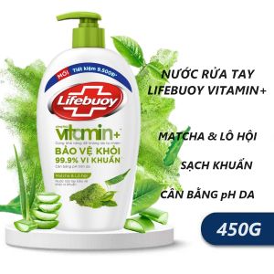 Nước Rửa Tay Lifebuoy Vitamin+ 450g Bảo Vệ Vượt Trội Dưỡng Ẩm Cân Bằng pH Khử Mùi Tanh Lifebuoy Vitamin+ 10 Protects Hand Wash 450g