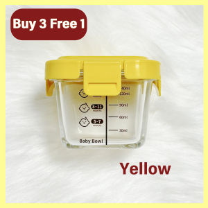 [ซื้อ 3 แถม 1] กล่องใส่อาหารเด็กแบบปิดสนิท ใช้กับไมโครเวฟได้ กล่องใส่อาหารแก้วแช่แข็ง กล่องเก็บอาหารแบบพกพาแบบปิดสนิท ทนความร้อน