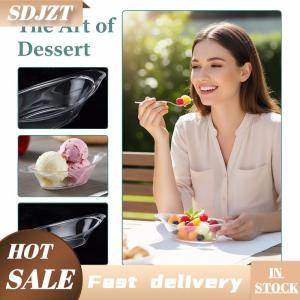 SDJZT Acrylic Phục Vụ Tấm Cho Chuối Chia Dài Hình Bầu Dục Món Ăn Thực Phẩm Lưu Trữ Container Set Cho Ice Cream Thanh Sinh Nhật Nguồn Cung Cấp Bên