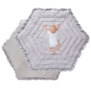Hexagon Playpen Mat Cotton Baby Playmat for Infant and Baby Skin-Friendly Baby Activity Mat Compatible with Multiple Play Yard Playpen and Baby Play Gym Playpen Mattress Non-Slip Kids Tent Mat