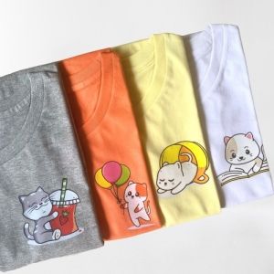 Kaos Atasan Wanita Oversize Anak Kucing Cat Tumblr Tee Katun Cotton Combed 30s Korea Lucu Murah