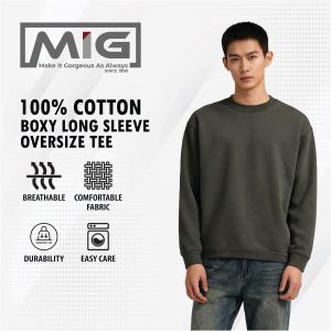 MIG 230gsm 100% Cotton Boxy Long Sleeve Oversized Tee