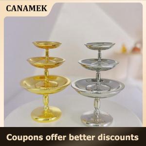 【 CANAMEK 】 1Pcs Mini Metal Fruit Snack Tray Model Dollhouse Miniature Cake Dim Sum Tray DIY Decoration Doll House Accessories