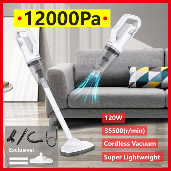 【SG Local Seller】12000pa 120W White Cordless Vacuum Cleaner Powerful Suction Mini Light Portable