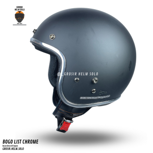 HELM BOGO DEWASA LIST CHROME RETRO WARNA SOLID TERBARU SNI