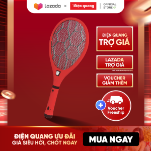 Bộ vợt muỗi đa năng Điện Quang ĐQ EMR07L RBL ( Đỏ - Đen ) - Tích hợp đèn pin tháo rời xả nhanh dòng điện 5s chống giật an toàn. BH 12 tháng