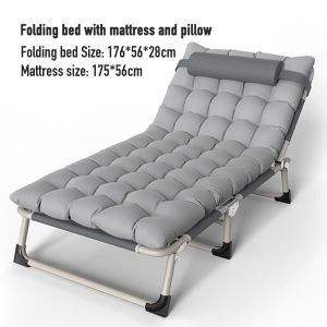 Multifunctional Heavy duty Folding Bed Sale With Pillow and Mattress Portable Single Simple Recliner Single Home Hospital Office Lunch Break Nap with mat Adjustable Height Installation-Free