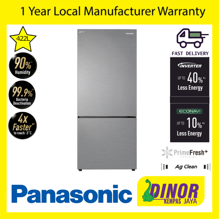 Panasonic 422L 2 door Bottom Freezer Refrigerator NRBX421BPSM Steel Door Series Econavi