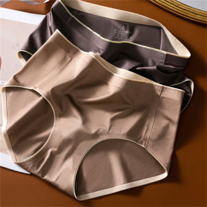 Silk Satin Panties 1/3 Pcs Comfortable Ice Silk Graphene Pure Cotton Naked Sense Traceless Mid-waist One-piece Briefs