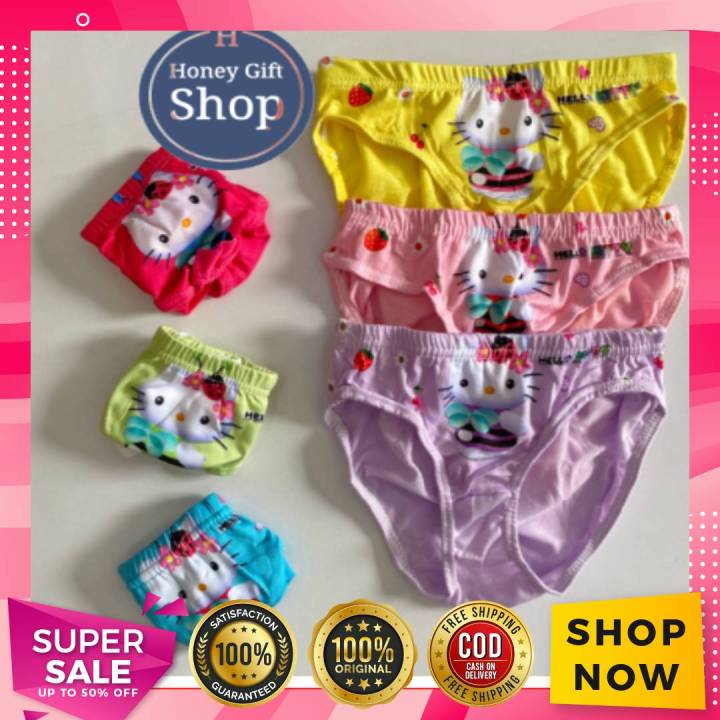 Girls 100% Cotton Assorted Printed Underwear Size 6