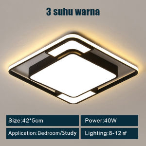 Lampu Plafon Modern Minimalis Remote 3 Warna LED Bentuk Persegi Gaya Nordic Minimalis Untuk Dekorasi