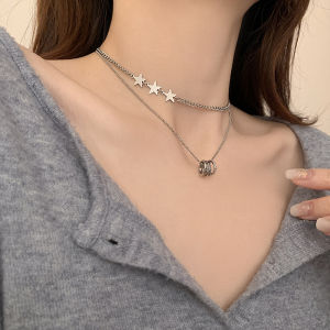 Kalung Necklace Bintang Lapisan Ganda Kepribadian Wanita Mewah Ringan Korean Style / Necklace Women / Kalung Korea / Kalung Mewah