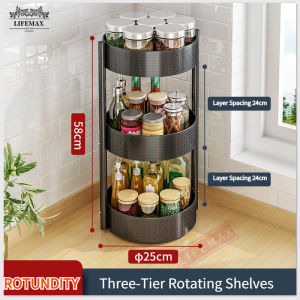 [SG Seller]Kitchen 360° rotating tray rack/Lazy Susan Turntable/Kitchen Storage Shelf Rack /Seasoning Spices racks